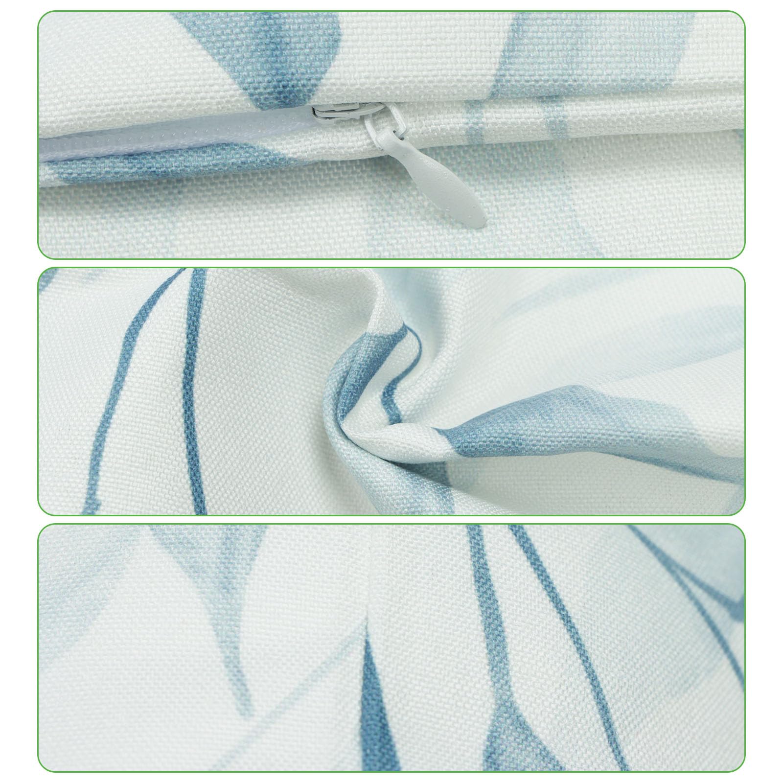 Betadistor Cushion Covers Throw Pillow Cover Square Decorative Pillowcase with Blue Leaf Patterns for Garden Sofa Livingroom Bedroom Tent Park 2 Pieces 18x18 Inch - Image 3