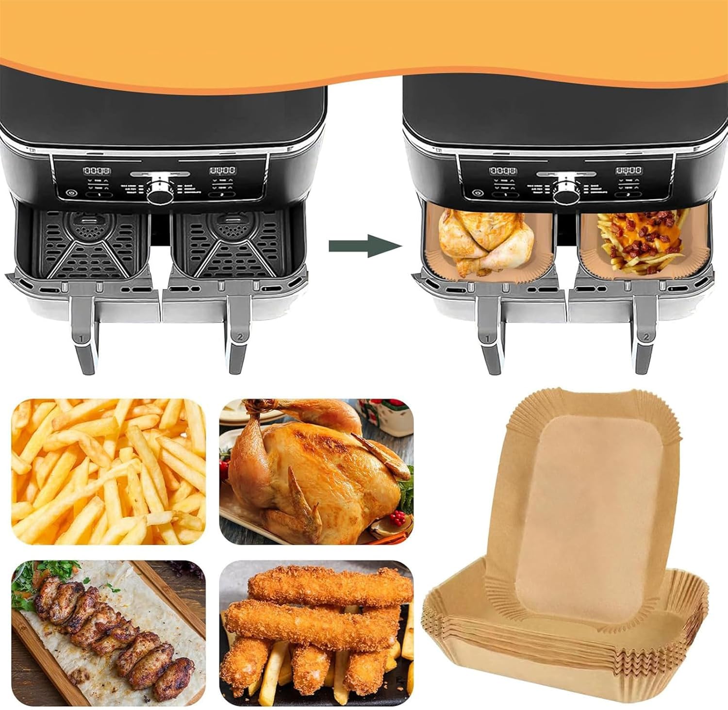 Air Fryer Papers Oil Paper Rectangular Nonstick Frying Paper Throwaway Paper Oil Paper Liners Air Fryer Accessories