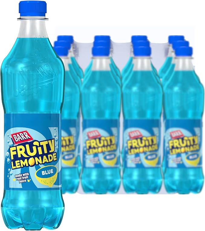 BARR since 1875, Fruity Lemonade Blue, 12 pack Fizzy Drink Bottles, Low