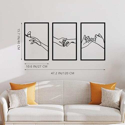 Miniatura 3 de Arte de pared de metal con forma de mano de cuerpo minimalista de líneas femeninas, esculturas de pared modernas de línea abstracta para el hogar,