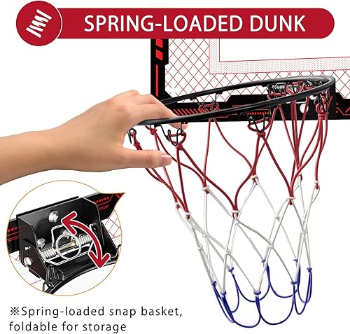 Miniatura 6 de Cyfie Indoor Basketball Hoop, Mini Door Basketball Hoop Door Backboard Rim with Scoreboard and Sounds for Kids Adults, 3 Balls