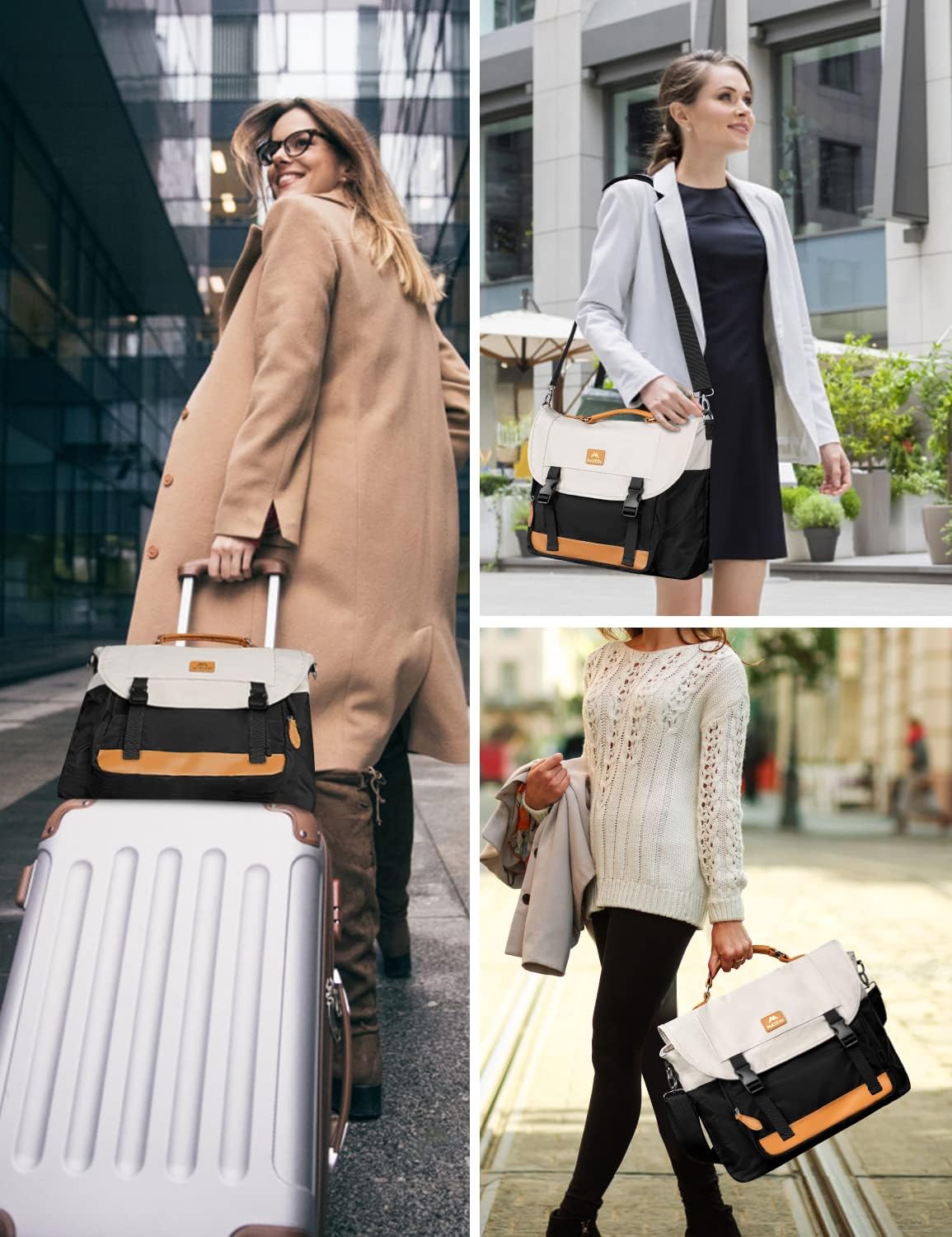 Messenger Bag for Women, 15.6 Inch Laptop Bags Computer Case with Shoulder Strap, Water Resistant Crossbody Carrying Laptop Sleeve Fashion Cute Work Briefcase for Travel Office, Gift Ideas : Electronics