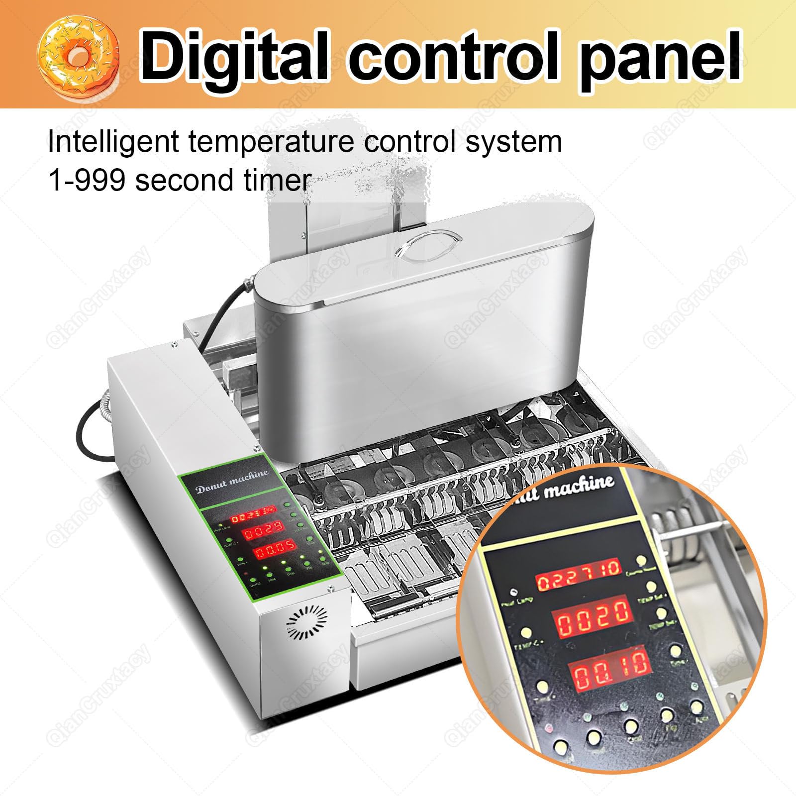 Friggitrice Automatica per Ciambelle, Macchina per Ciambelle Commerciale da 2000 W, 1800 Ciambelle/Ora, Rotazione E Conteggio Automatici,per Snack Bar, Hotel E Cucine Professionali