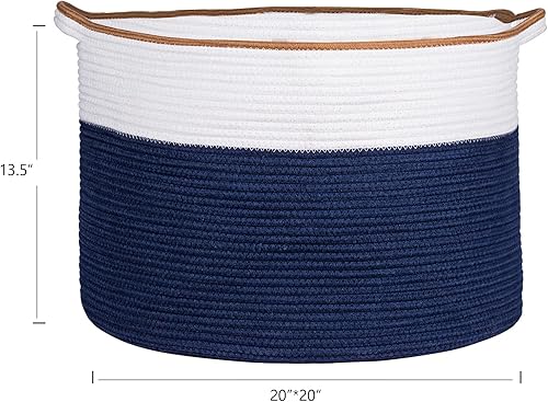 Miniatura 2 de SAILARY Cesta tejida de cuerda de algodón tamaño XX grande de 20 x 20 x 13.5 pulgadas, para decoración del hogar, cubos y cajas de almacenamiento de