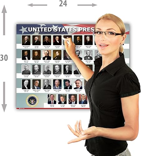 Miniatura 3 de Póster de los presidentes de los Estados Unidos de América cartel horizontal laminado para decoración de pared escolar para aula para el aprendizaje
