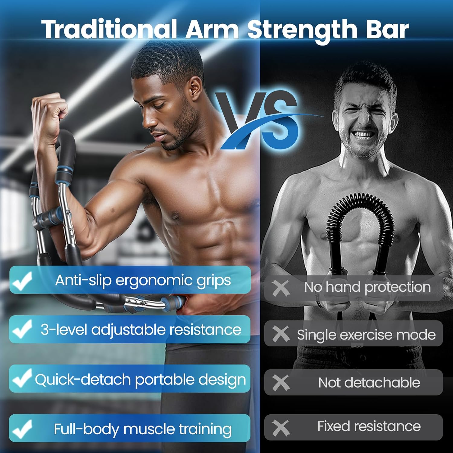 Twister Arm Trainer - Adjustable Resistance Arm & Chest Exerciser, Portable Forearm Strengthener with Detachable Design, Power Twister Bar for Home Gym, Outdoor & Office Workout