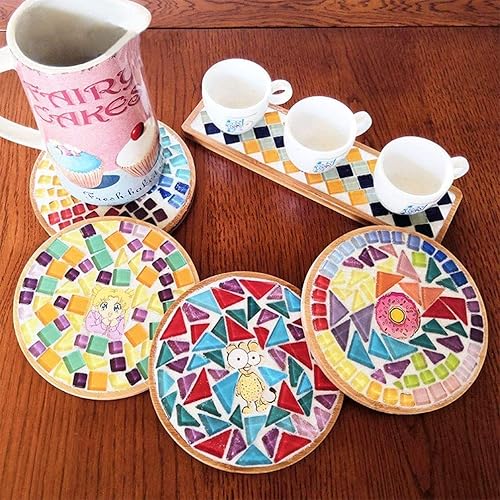 Miniatura 5 de Azulejos de mosaico de colores mixtos de 7.05 oz brillantes piezas de mosaico de cristal de colores brillantes vidrieras a granel formas surtidas