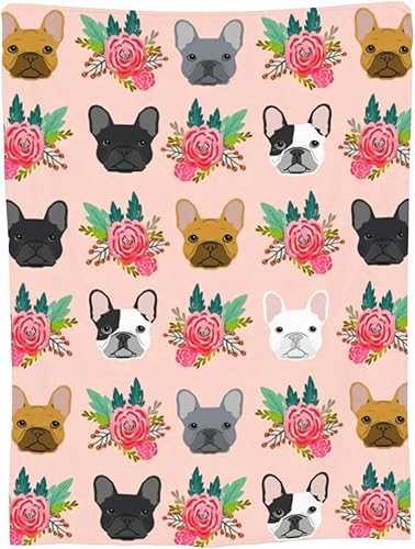 Miniatura 5 de Bonita manta de bulldog francés para perro, suave, acogedora, ligera, cálida, manta de cama de felpa para sofá, camping, oficina, viajes, hogar,