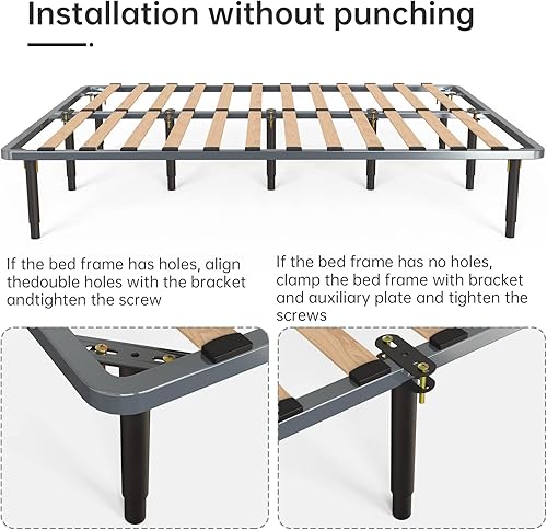Miniatura 3 de (2 unidades) Patas de soporte central de altura ajustable de 10 a 17 pulgadas para cama, marco de cama de acero o patas de soporte de listones