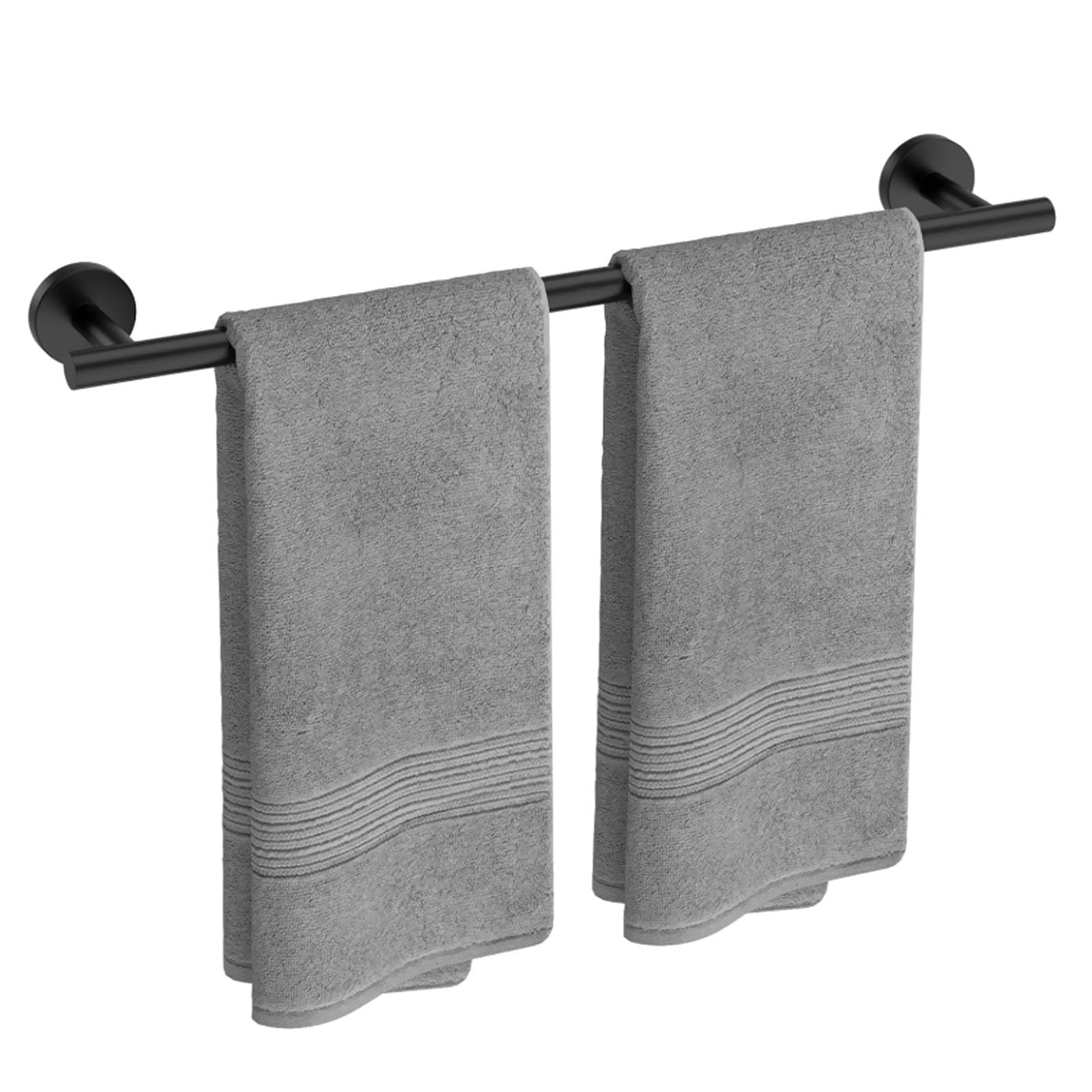 BeauentyStainless Steel Towel Bar,Bathroom Wall Mounted Towel Holder,Multifunctional Towel Rail Rack (Black)