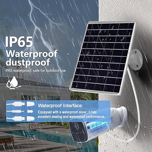 Miniatura 6 de Panel solar de 8 W para cámara de anillo integrada con batería de 12000 mAh, cargador solar de 8 W con USB C de 5 V y micro USB&DC de 0.138 in para
