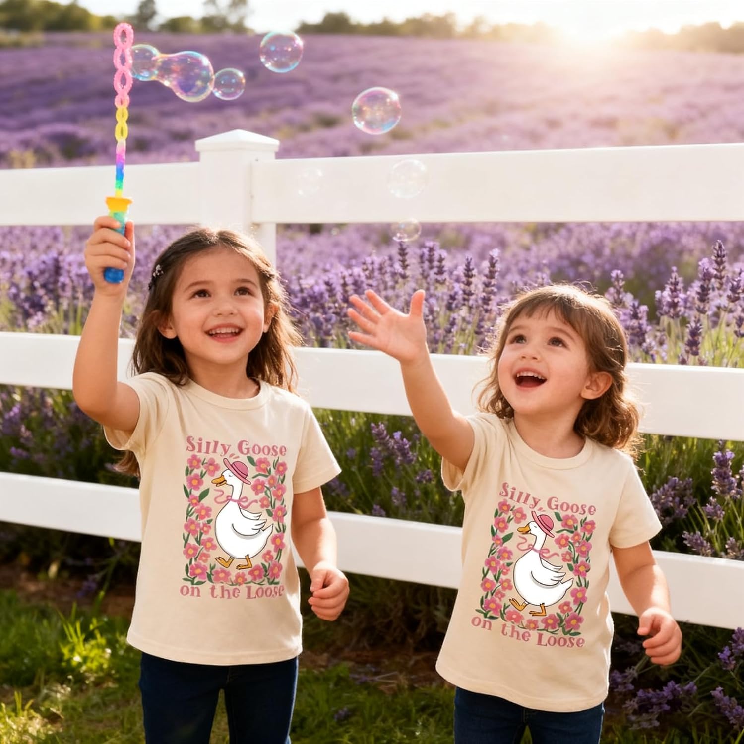 Todder Girls Shirt Kids Tops Silly Goose Flower Cute Tees T-Shirts 2-7 Years