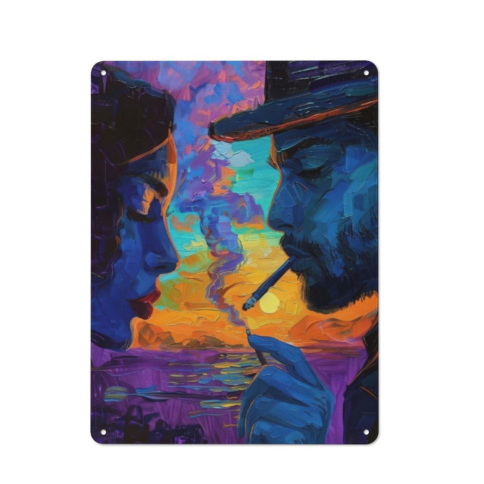 Junmoney Sunset Smoke Vintage Tin Sign 40X30cm With For Guest Room Or Hallway, Suited To Wall Displays In Guest Rooms And Hallways
