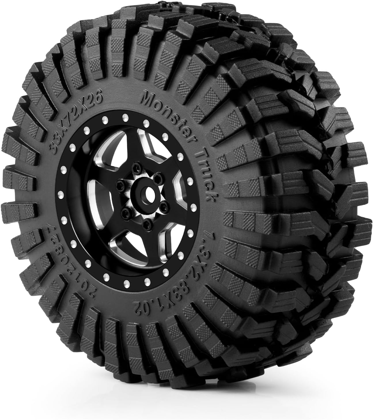 RCLIONS 1.3" Aluminium Beadlock Wheels and Rubber Tires Set for 1/18th TRX4M 1/24th SCX24 RC Crawler Car Upgrade Parts (Black)