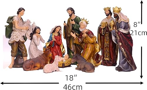 Miniatura 2 de Zayton Nativity Set de Navidad para interiores, 11 piezas de 8 pulgadas, estatua de escena de Jesús, pesebre, adorno para cuna, regalo de Navidad,