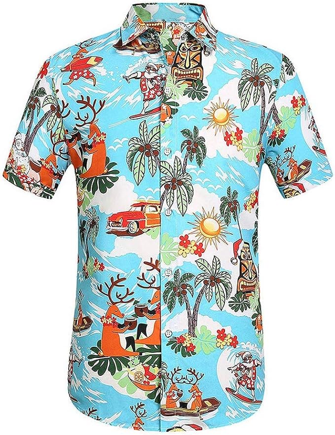 Sommerparty Hawaii Hemd Männer – Malle Sommerhemd Herren – Hawaiihemd Kurzarm Mit Knopfleiste Und Brusttasche – Bad Taste Outfit, Junggesellenabschied, Dart Shirt, Mallorca Party Outfit
