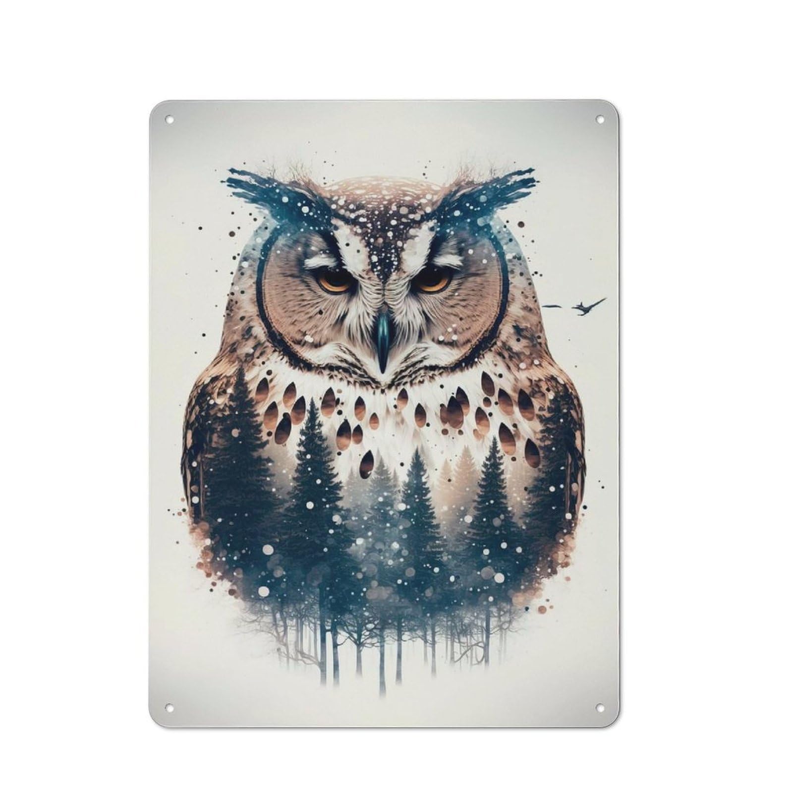 Junmoney Portrait Of Owl Retro Metal Sign 40X30cm Featuring For Hallway Wall, For Kitchen, Dining Room And Home Bar Wall Decor