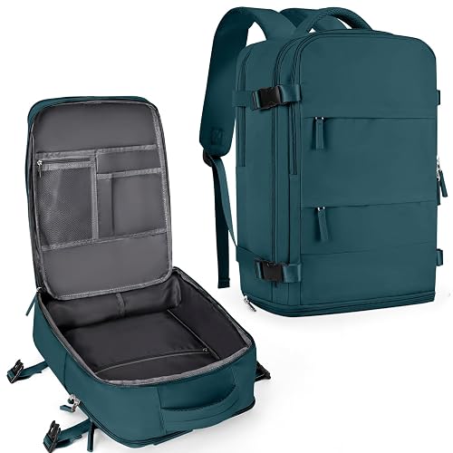 coowoz Travel Backpack For Women Men Carry On Backpack, Peacock Blue