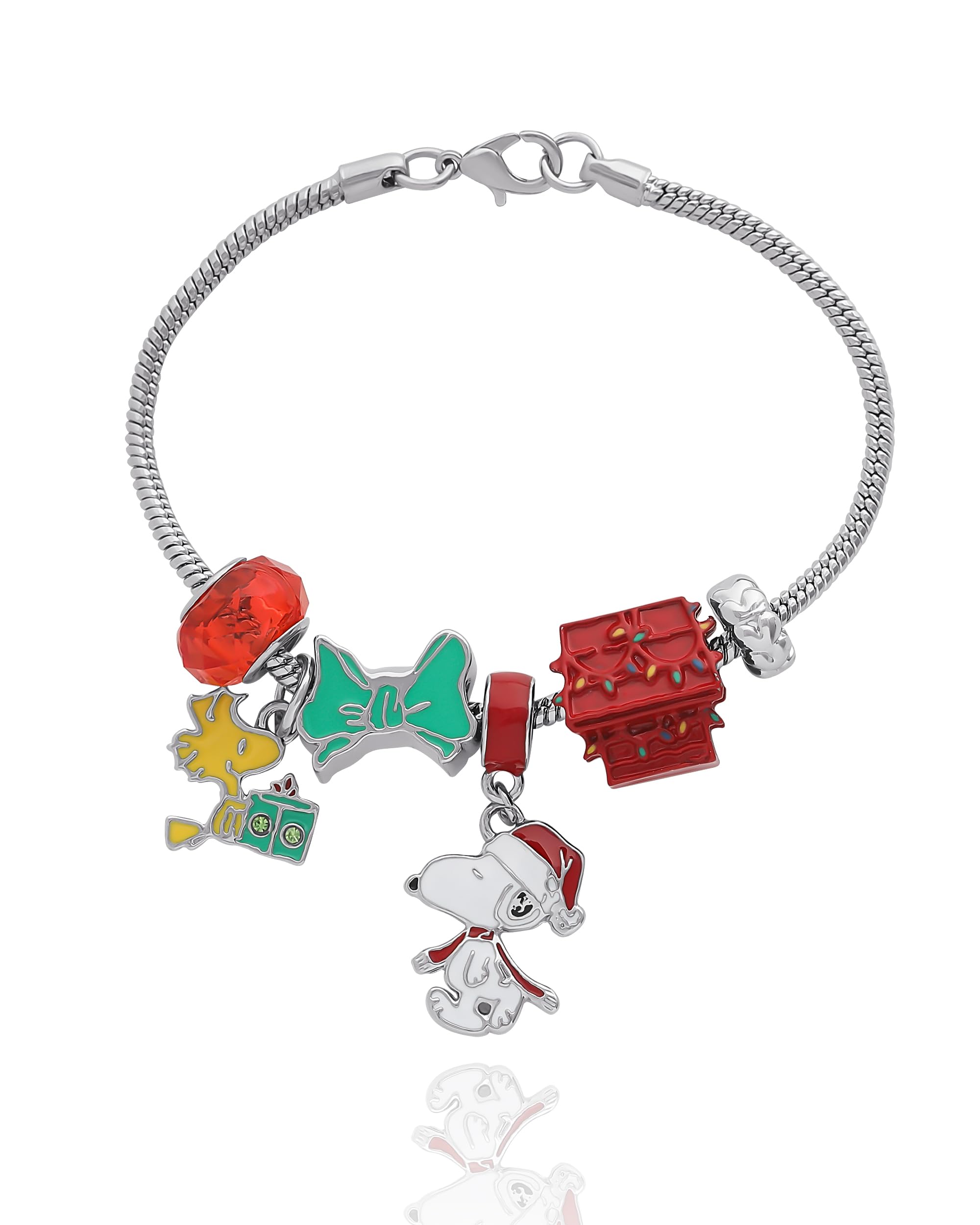 SALLY ROSE Peanuts Snoopy Charm Bracelets for Women Official License, 7", Slide Charms