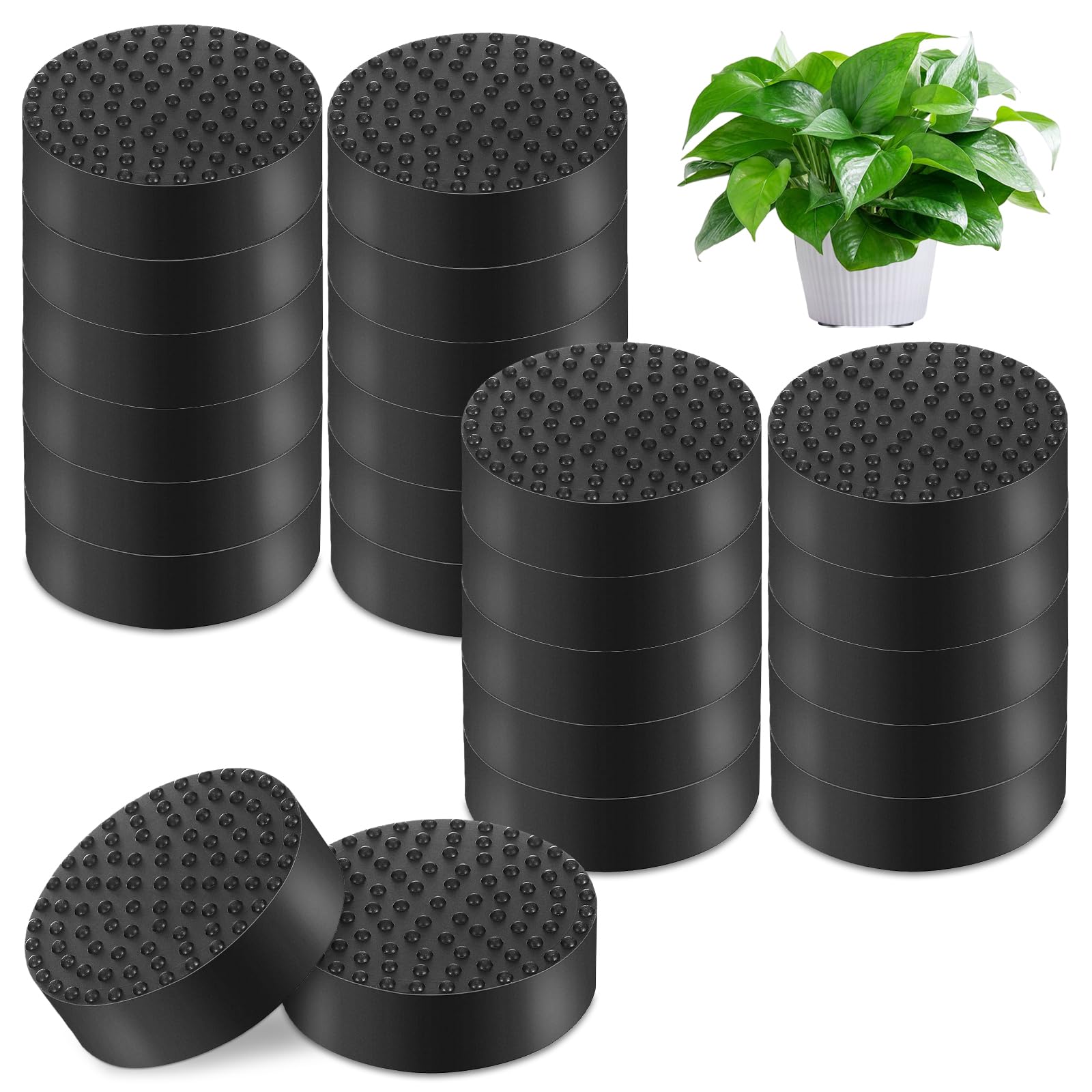 AMFUN Unsichtbare Blumentopf Füße, Füße für Blumenkübel, Schwarz Anti Rutsch Gummifüße, Für Alle Drinnen Draußen Blumentopf