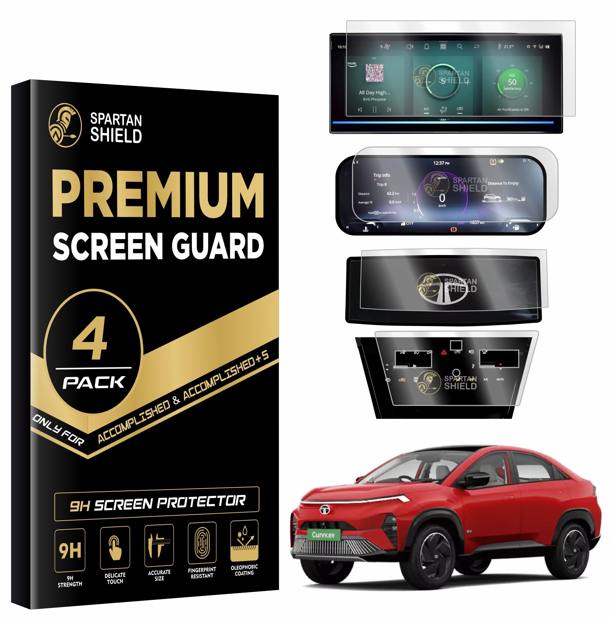 Spartan Shield {4 Pack} Screen Guard for Tata Nexon 2026+ | 10.25” Infotainment (Round Corners) + 4” MID + AC Panel (Touch-Controlled) + Steering Cluster Protector | Fits ** CREATIVE / CREATIVE+S / CREATIVE+S(CNG) / CREATIVE+S(DK) ** Only | HD Clear, Anti-Scratch, Water Resistant | Nexon 2025 Facelift Car Dashboard Display & Stereo Accessories [Not Tempered Glass] [DOESNT FIT *Creative+PS*] || Not Fit For EV Models || **Match Each Screen Shape & Size Before Ordering** — Amazon image 17