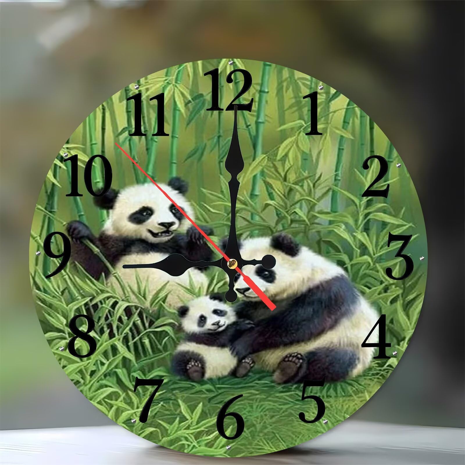 Horloge Murale Bois de 35 cm Panda Silencieuse pour Salon et Cuisine