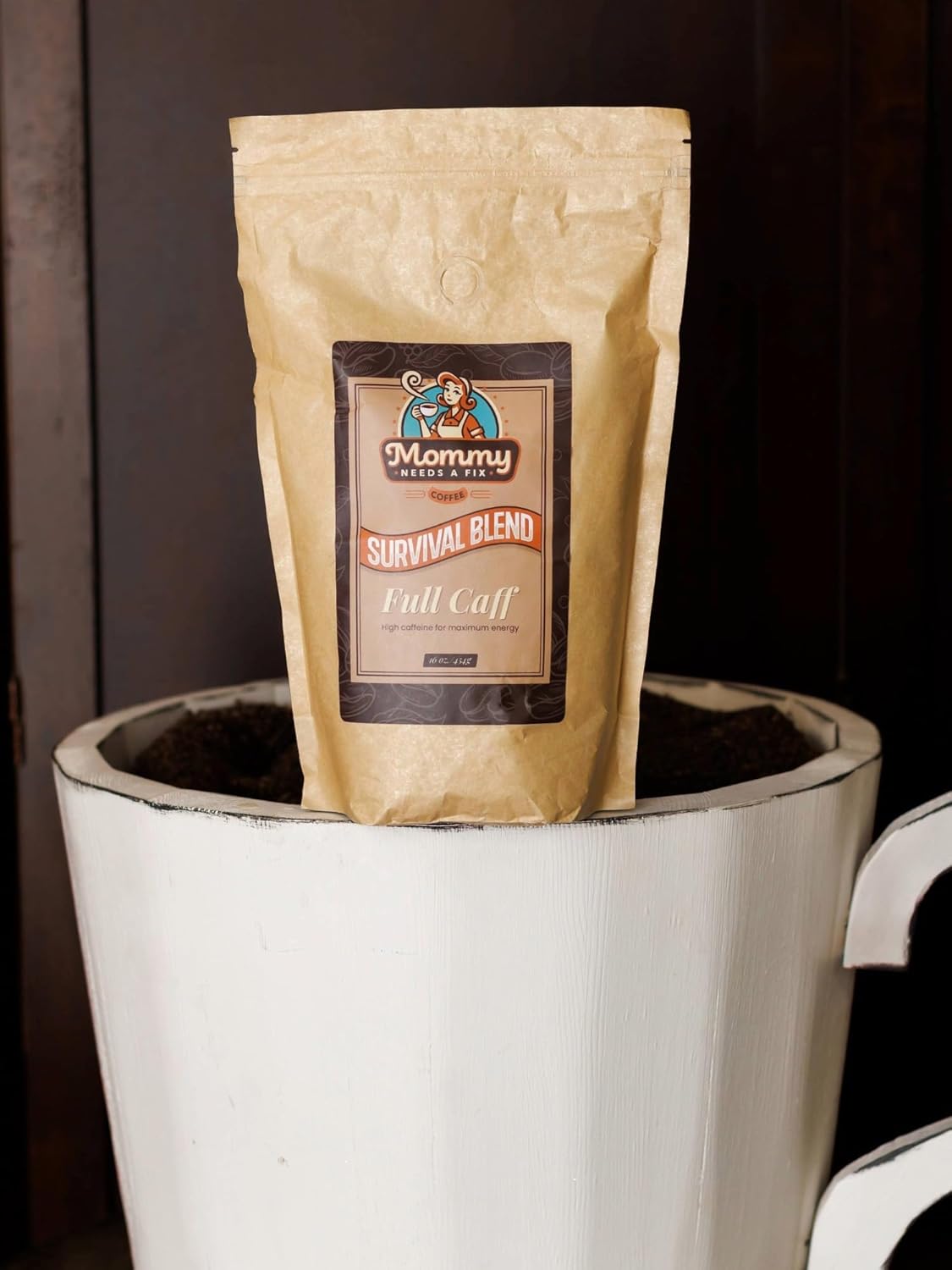 Mommy Needs A Fix Full Caff Whole Bean Coffee | 100% All Natural Arabica Beans | Medium Roast | Pregnancy & Breastfeeding Friendly | Roasted in the USA | 1 lb
