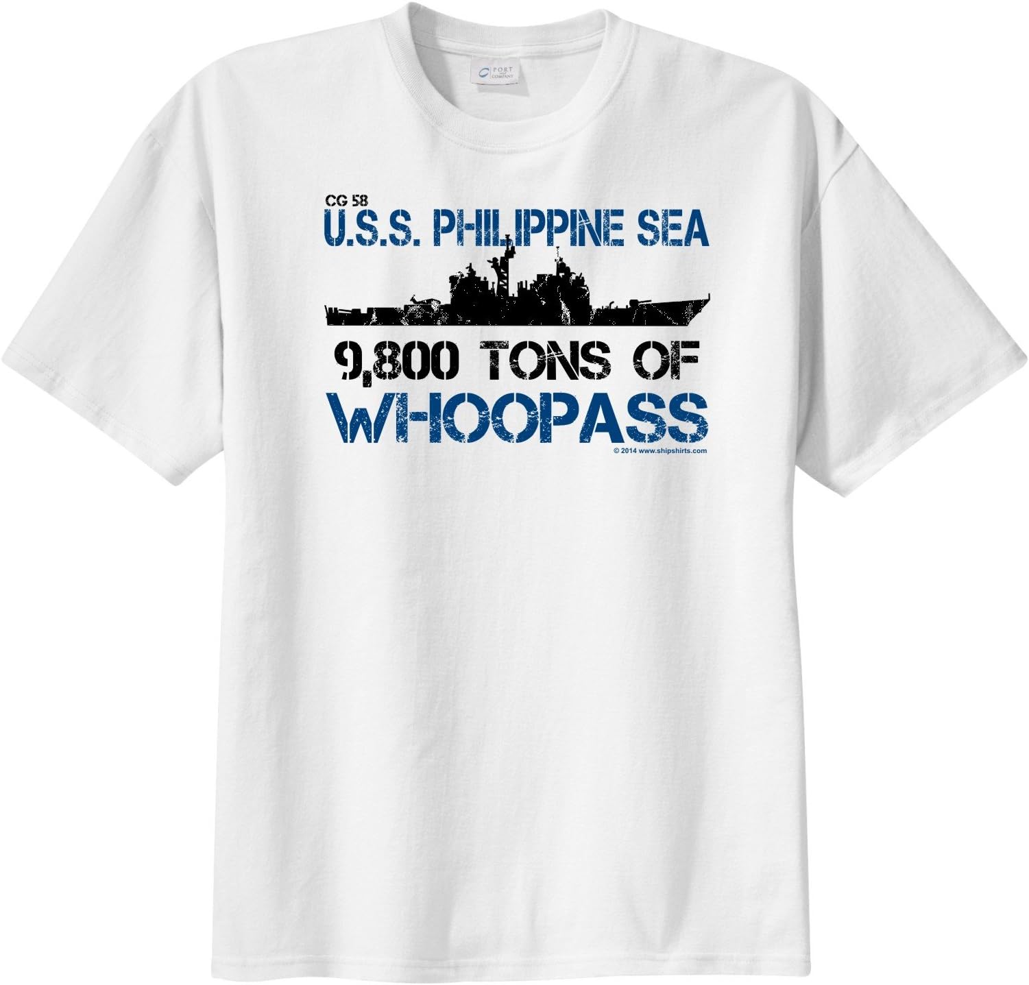 ShipShirts Men's CG 58 USS Philippine Sea 9,800 tons of Whoopass Short Sleeve T-Shirt