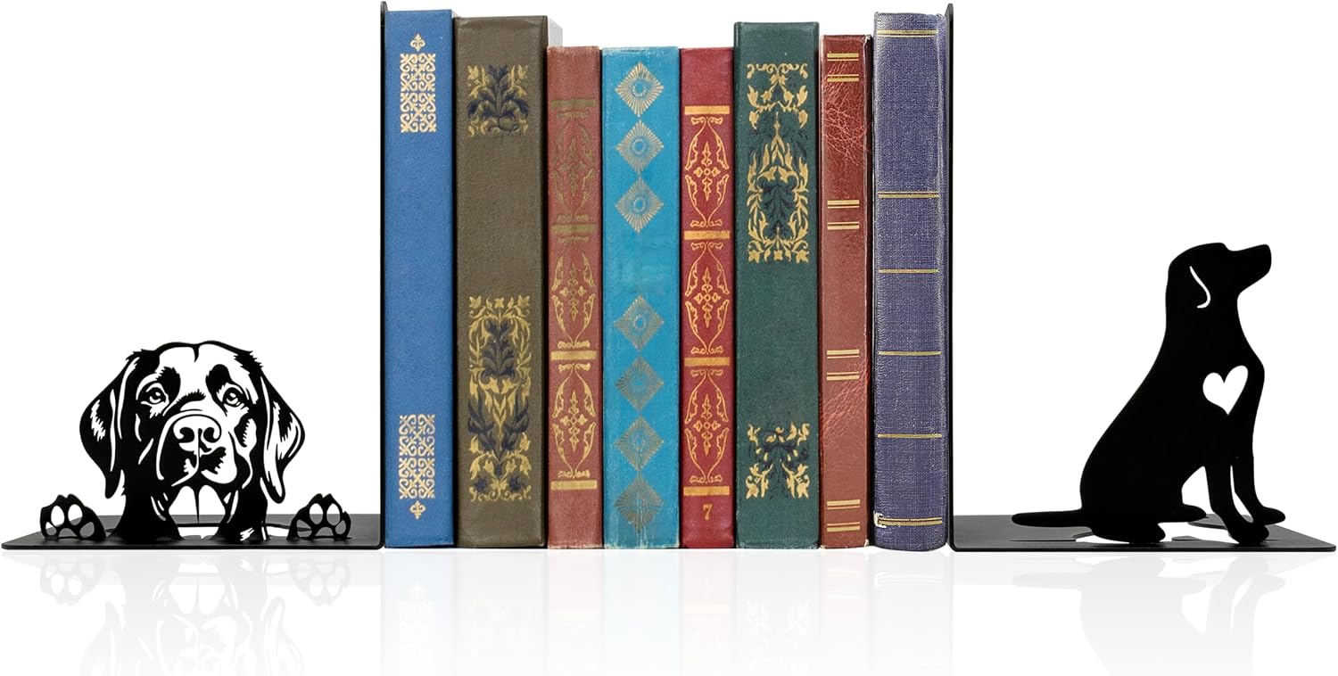 Dachshund Theme Bookends Decor – Dachshund Gifts with Black Modern Bookends, Decorative Bookends for Shelves – Unique Bookends for Kids, Beautiful Book Stopper for Shelves (Dachshund)