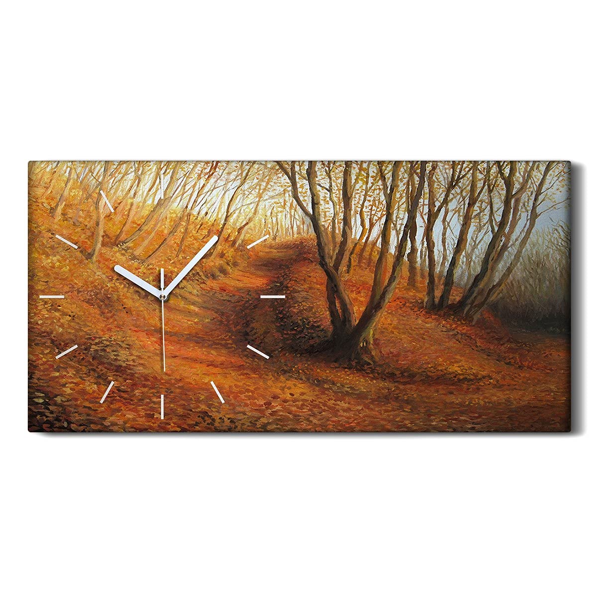Horloge d'art moderne feuilles d'automne 60x30cm avec aiguilles blanches
