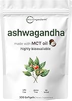 Vista 1 de Micro Ingredients Suplementos de Ashwagandha 300 cápsulas blandas de aceite MCT de coco con pimienta negra para una mejor absorción Extracto