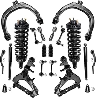Detroit Axle - Front End Kit for Buick Rainier Chevy Trailblazer EXT GMC Envoy XL XUV, Control Arms Struts Ball Joints Tie Rod Boot & Bellows Rear Shock Absorbers Front and Rear Sway Bars Replacement