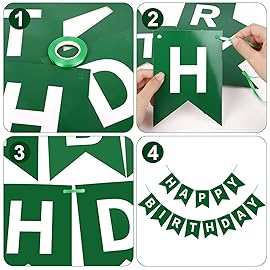 Waenerec Dark Green Happy Birthday Banner Sign Birthday Bunting Banner Garland for Kids Girl Woman Tea Party Decorations Bunting Flag Party Supplies
