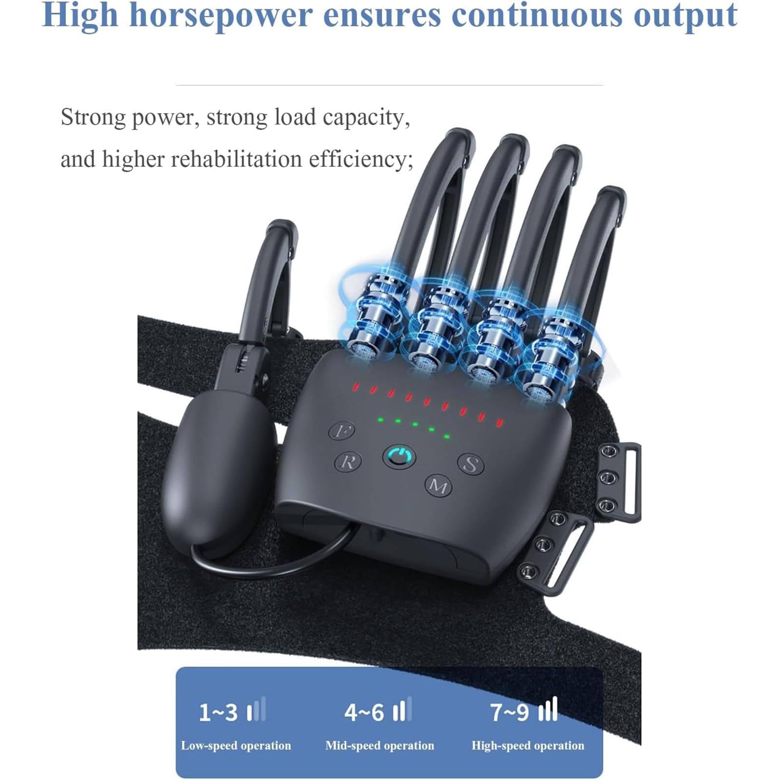 Gants d'entraînement sans fil avec fonction miroir, rechargeable par USB, 9 niveaux de force, plusieurs modes d'entraînement pour hémiplégie et récupération d'AVC, faciles à transporter
