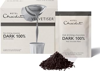 Hotel Chocolat 100% Dark Hot Chocolate Sachets - Luxury Chocolate Flakes - Pack of 10 Single-Serve Sachets, 310g - Suitable for Vegetarians & Vegans