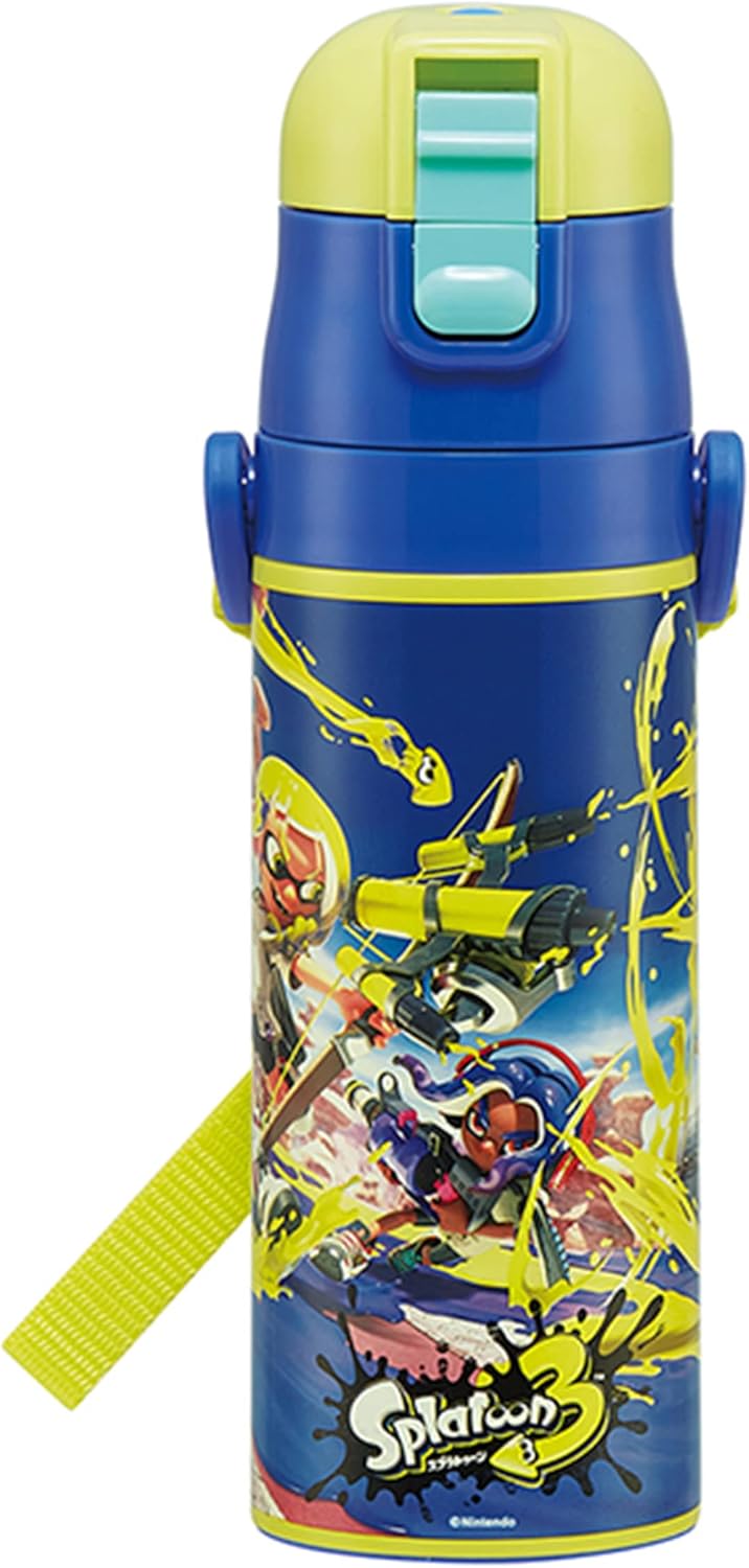 Skater SDC4-A Water Bottle, 16.5 fl oz (470 ml), Splatoon 3, Children's Stainless Steel, Sports Bottle