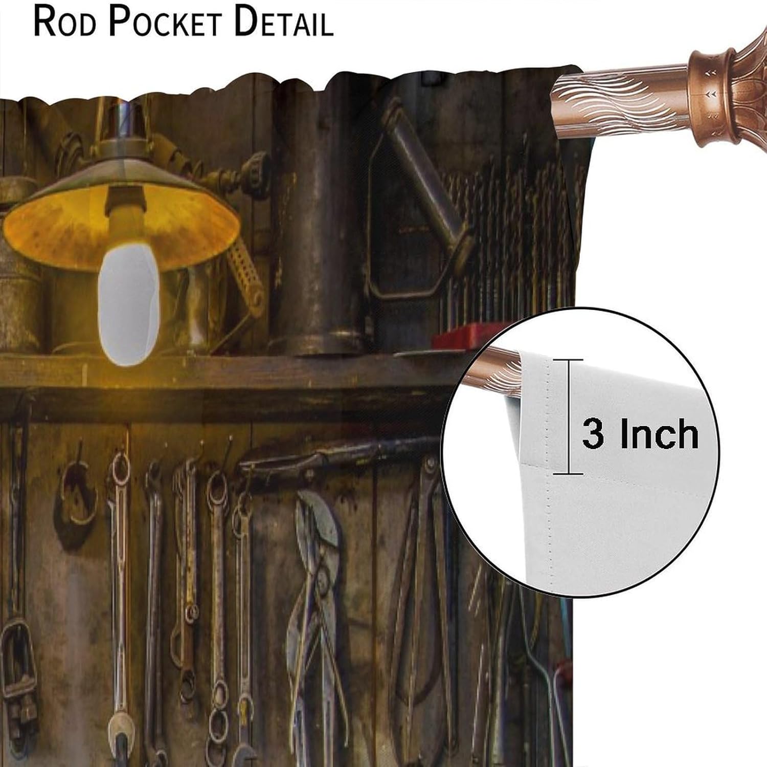 Man Cave Blackout Curtains Vintage Style Tools Hanging on The Wall in a Tool Shed Workshop Fixing Equipment Drapes with Rod Pocket for Home Decor Window Treatments 2 Panels 42x54 Inch
