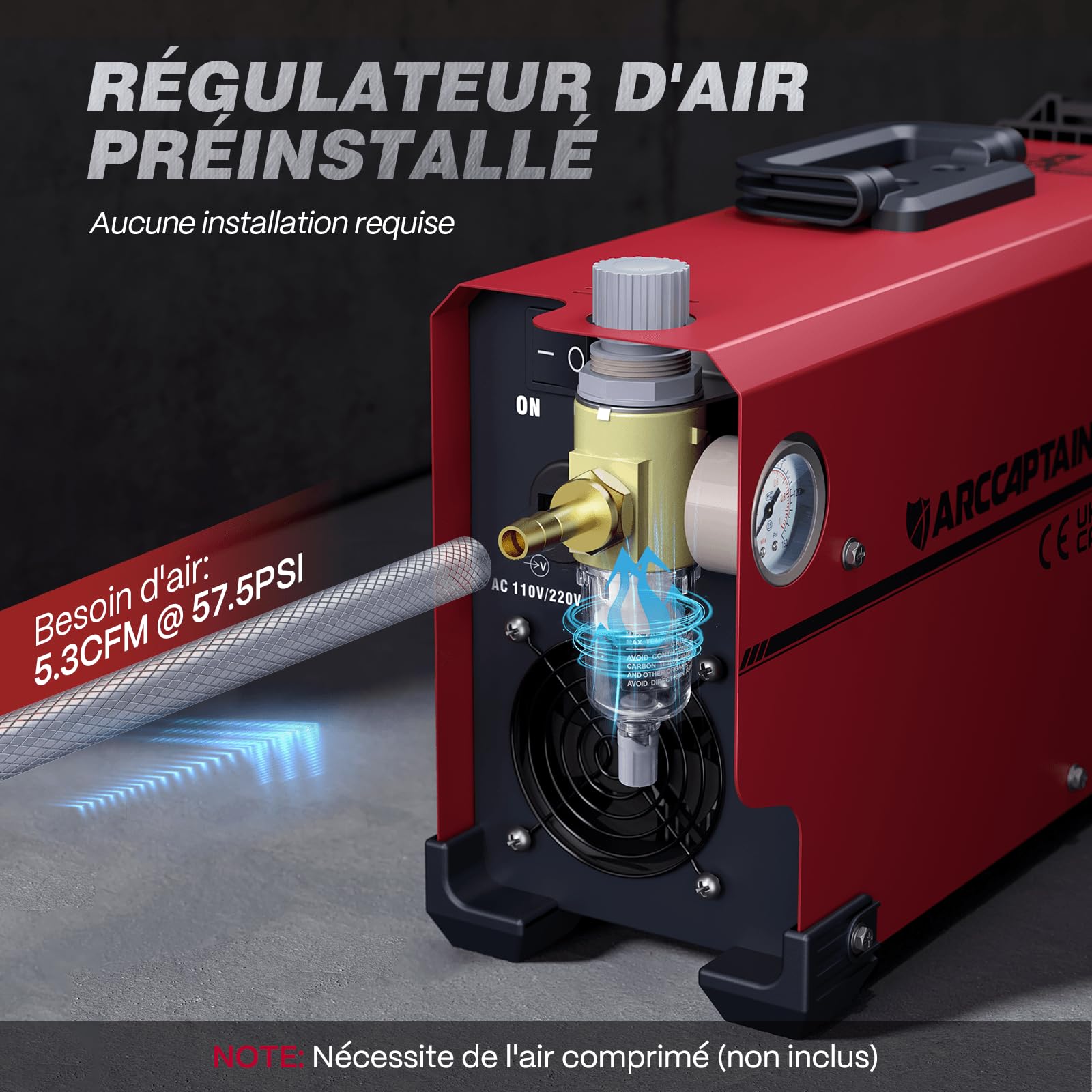ARCCAPTAIN Découpeur Plasma 50Amp 110/220V Machine de découpe plasma à air IGBT DC Inverter Découpe de métal épaisseur jusqu'à 12mm