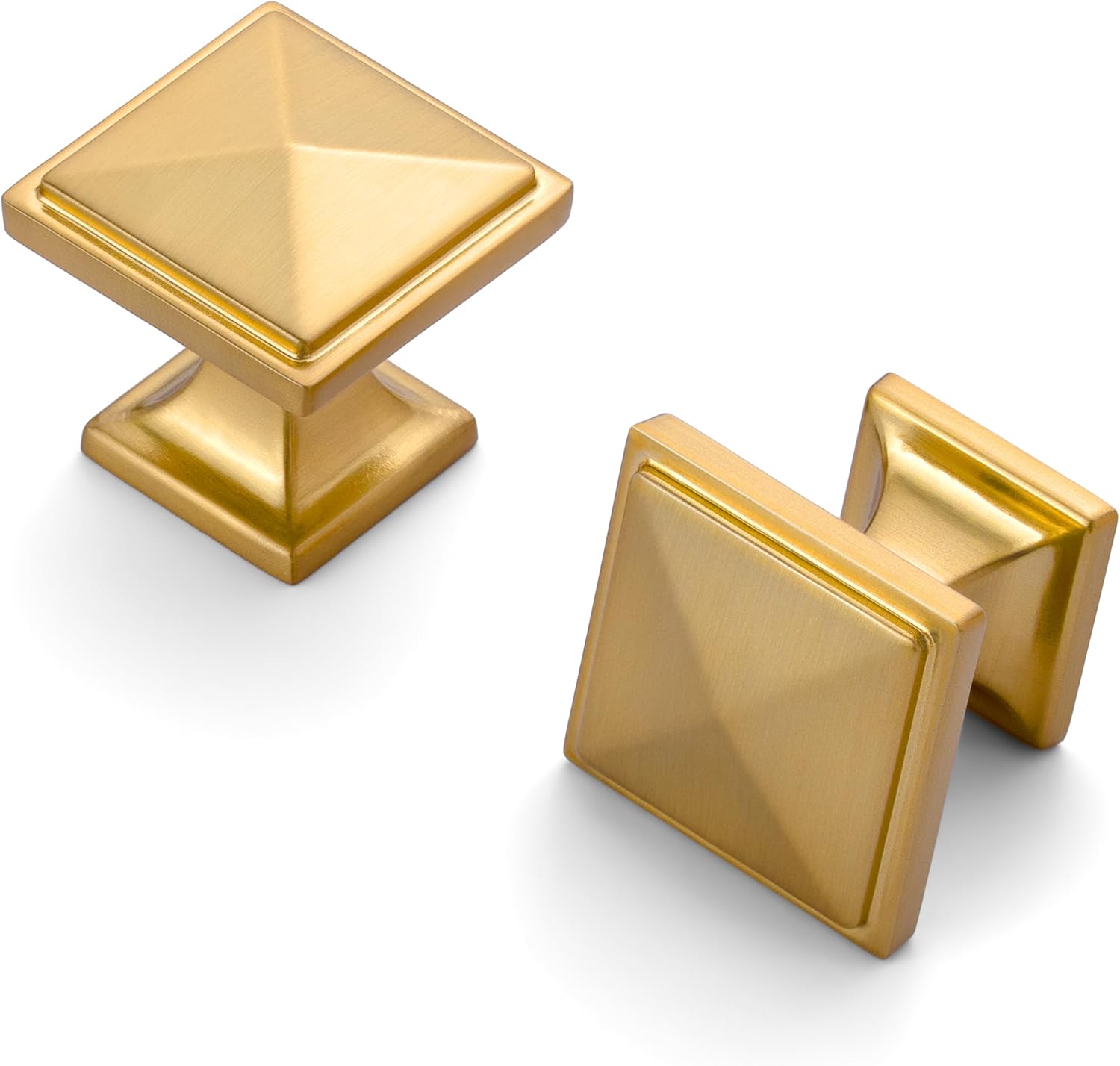 HESTIA HARDWARE 10 Pack Square Cabinet Knobs | Gold Knobs for Cabinets, Mid Century Cabinet Knobs, Gold Knobs for Dresser, Kitchen Cabinet Pulls, Bathroom Cabinet Knobs(Z25.10.L)