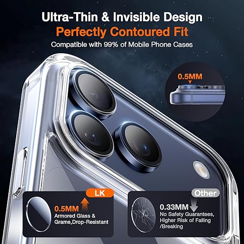 Miniatura 7 de LK Paquete de 2 protectores de pantalla para Google Pixel 10 Pro, paquete de 2 protectores de lente de cámara, vidrio templado para puertos de