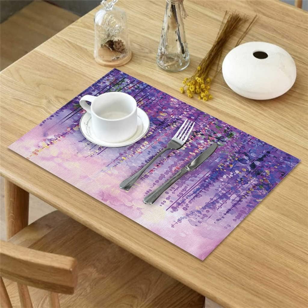 4/6 Pieces Set Table Mats Oil Painting Artistic Concept Table Napkins Kitchen Accessories Home Party Decoration Placemats/441 (Color: A Size: 6 PCS)