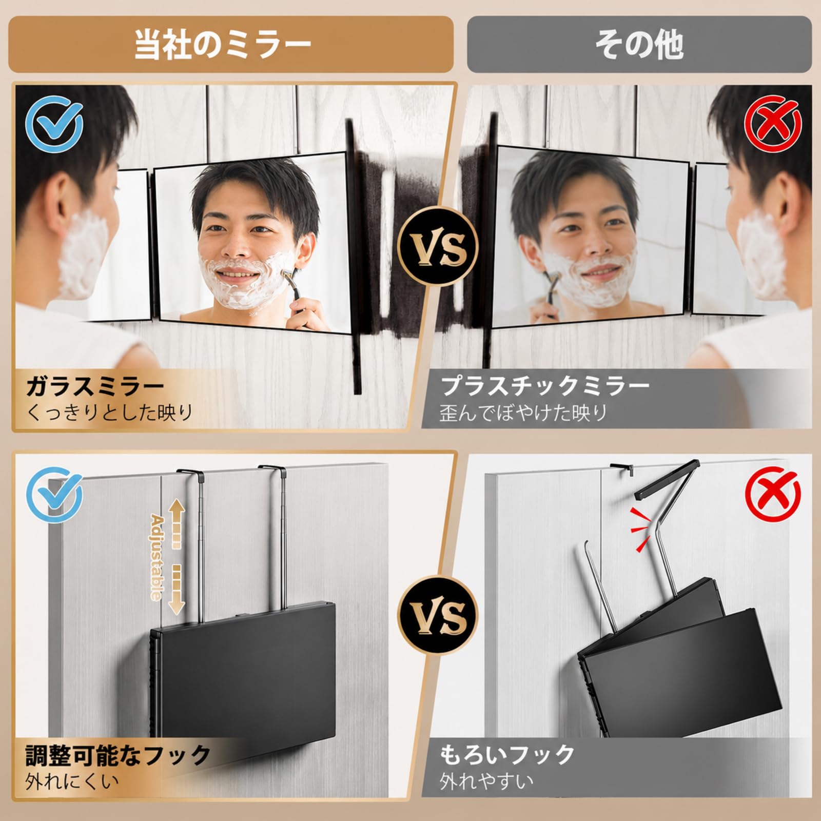 Amazon.co.jp: 三面鏡 女優ミラー かがみ【後頭部も見える！】 KUKIHO