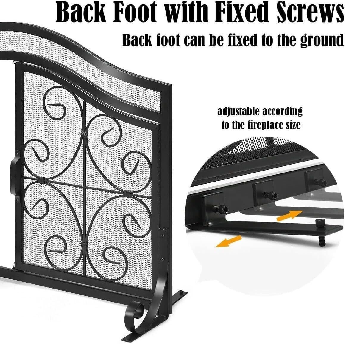 Decorative Fireplace Screens Fireproof Screen with Hinged Magnetic Double Door Flat Protection Black Fireproof Screen Fireplace Screen Control Panel