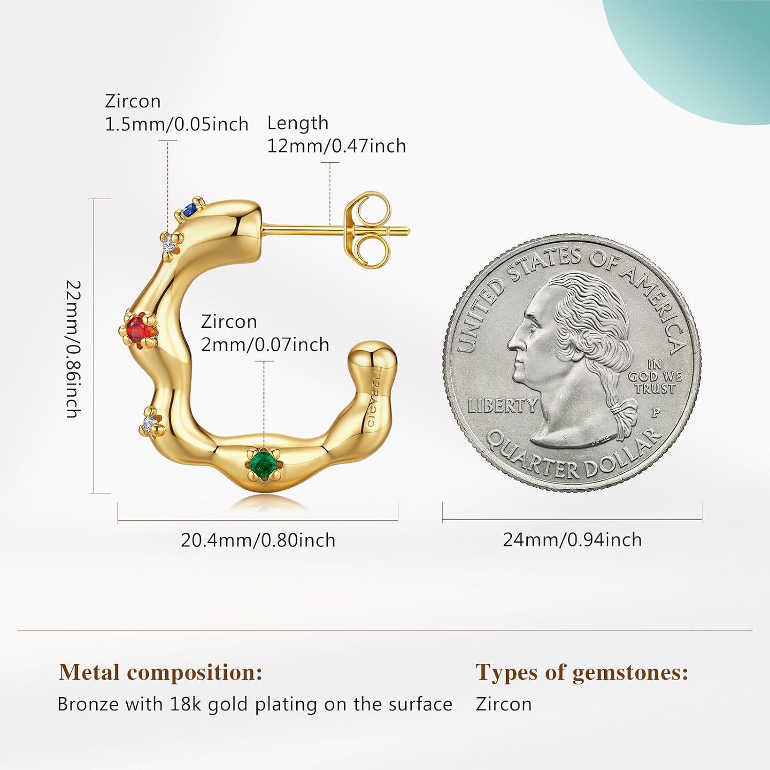 Cicy Bell 18k Gold Plated Earrings for Women Trendy Irregular Waterdrop Melting Liquid Cubic Zirconia Statement Drop Earrings Jewelry Gifts image 5