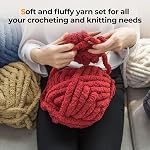 Chunky Yarn for Hand Knitting 4 Pack, Fluffy Thick Yarn for Crocheting, Soft Bulky Chenille Blanket Yarn for Handcrafts & DIY(Sky Blue 28yds 8oz Each Skein)