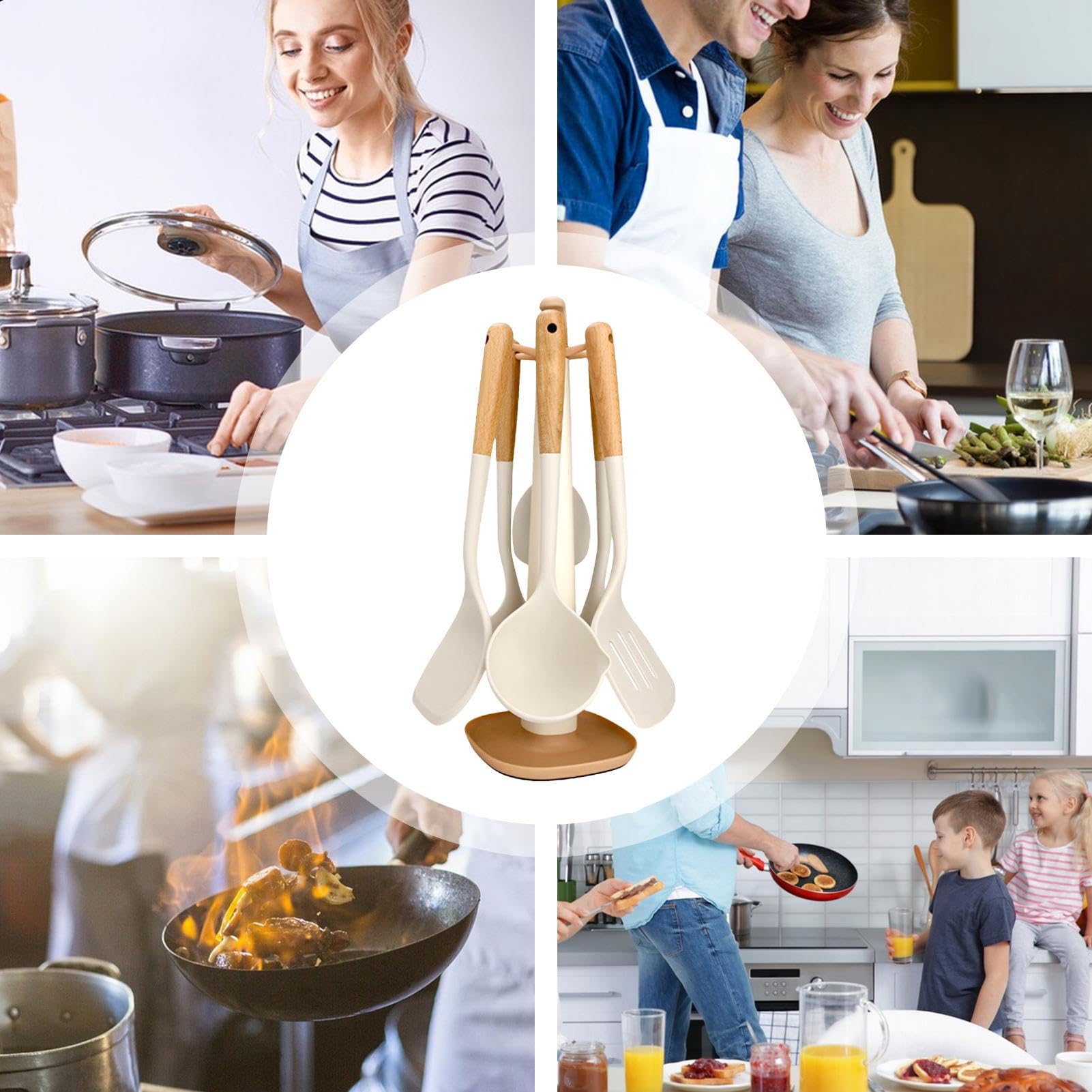 Set espátulas cocina Juego de raspadores de ollas resistente a altas | Set De Utensilios De Cocina Accesorios de cocina para sartenes hornear freír camping