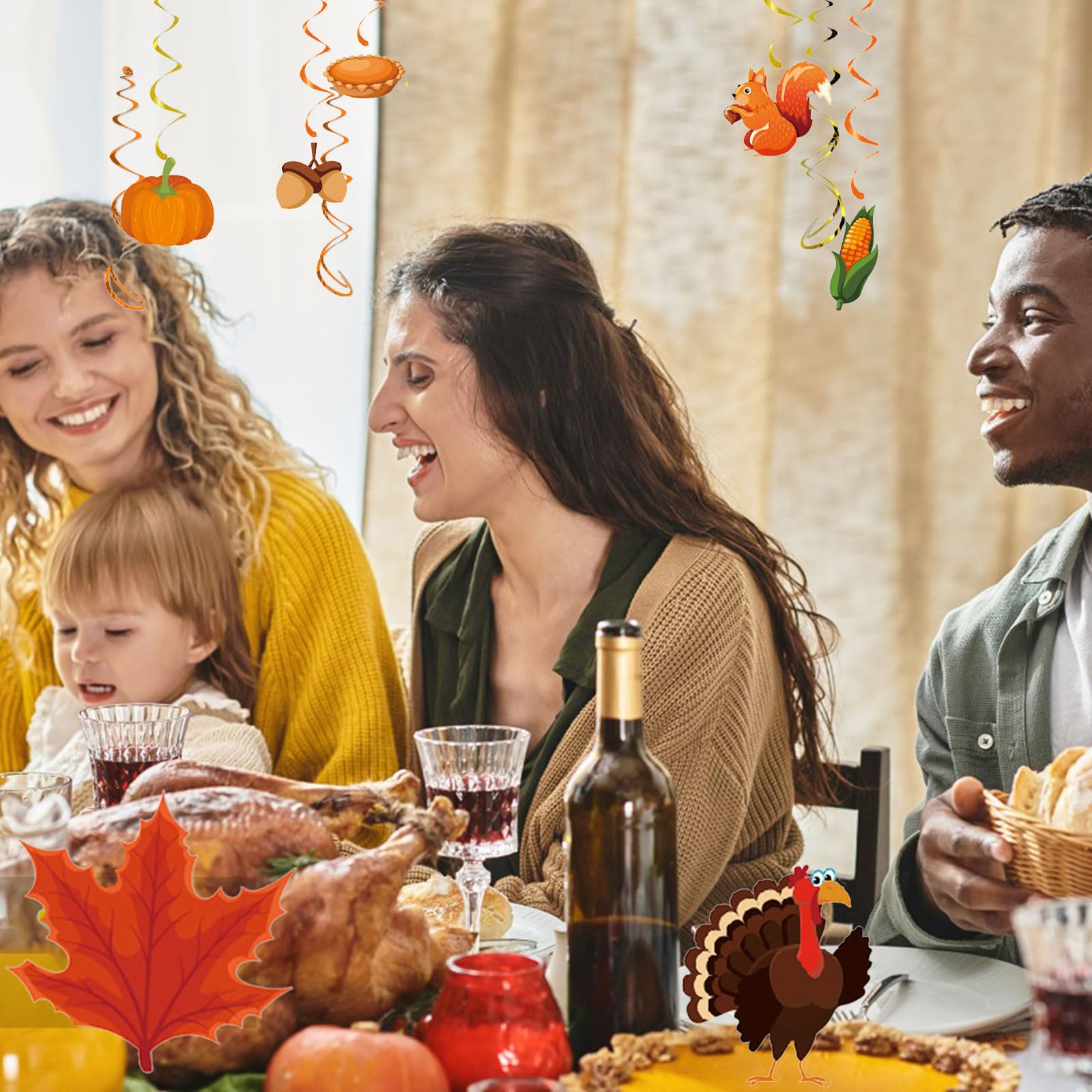 Peluche dinde kawaii : décoration de Thanksgiving brodée - France