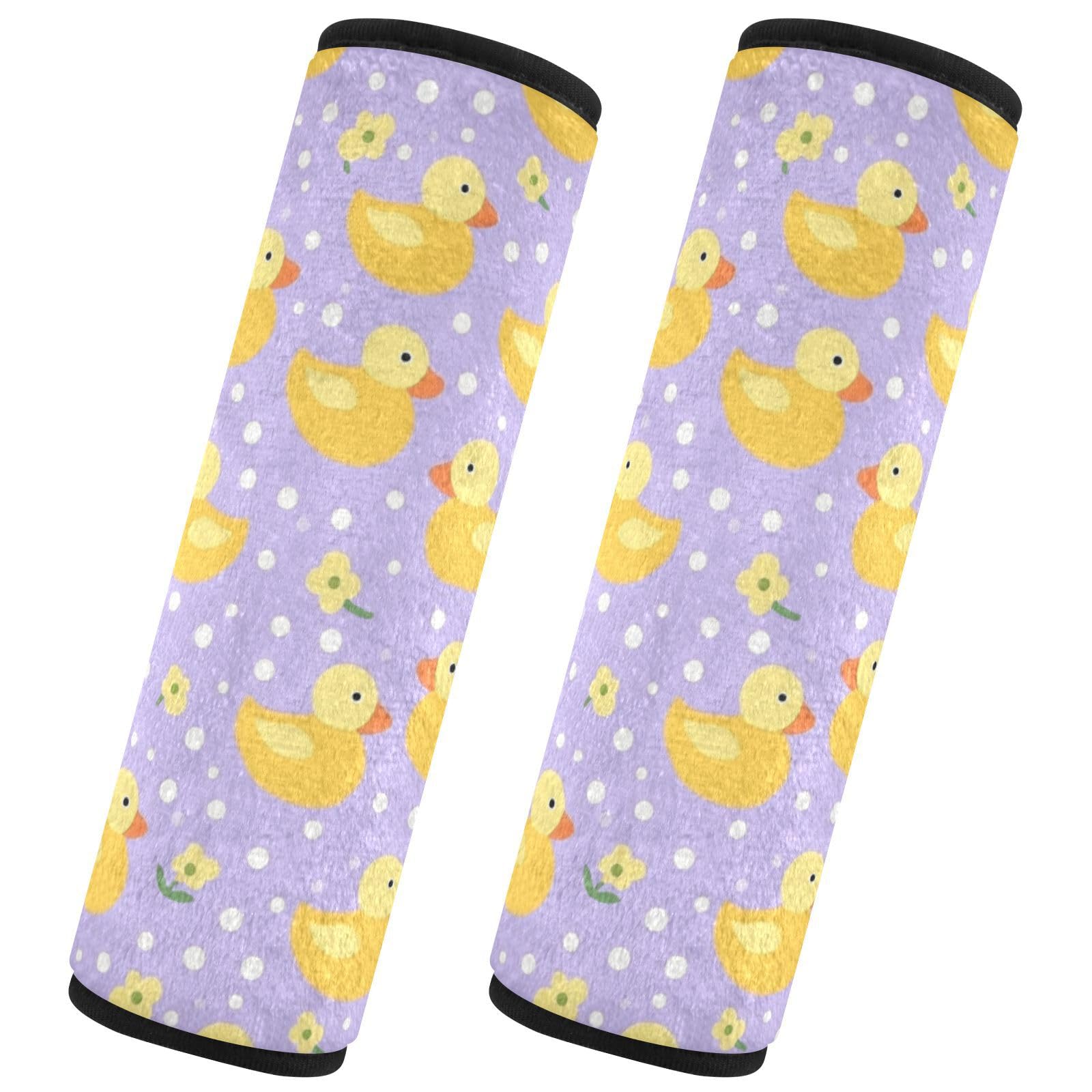 Seat Belt Covers 2 Pack Yellow Ducks Car Seat Strap Covers Super Soft Lavender Car Seat Neck Cover for Boys Girls Adults Babies M