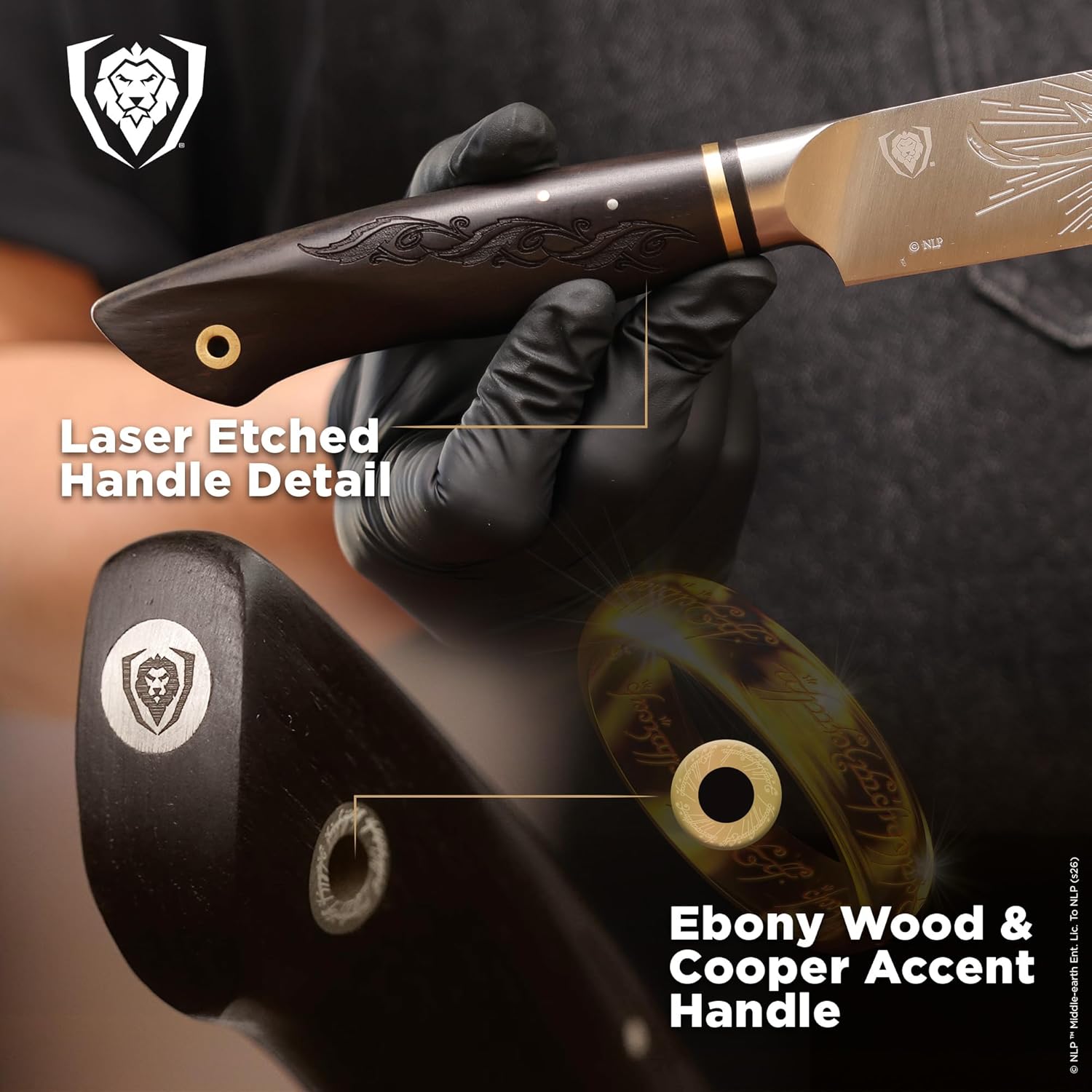 Dalstrong Slicing Knife - 9 inch - Lord of the Rings™ Edition - Official Licensed Collection - Elves Legolas - Premium German X50CRMOV15 Steel - Ebony Wood Handle - Leather Sheath