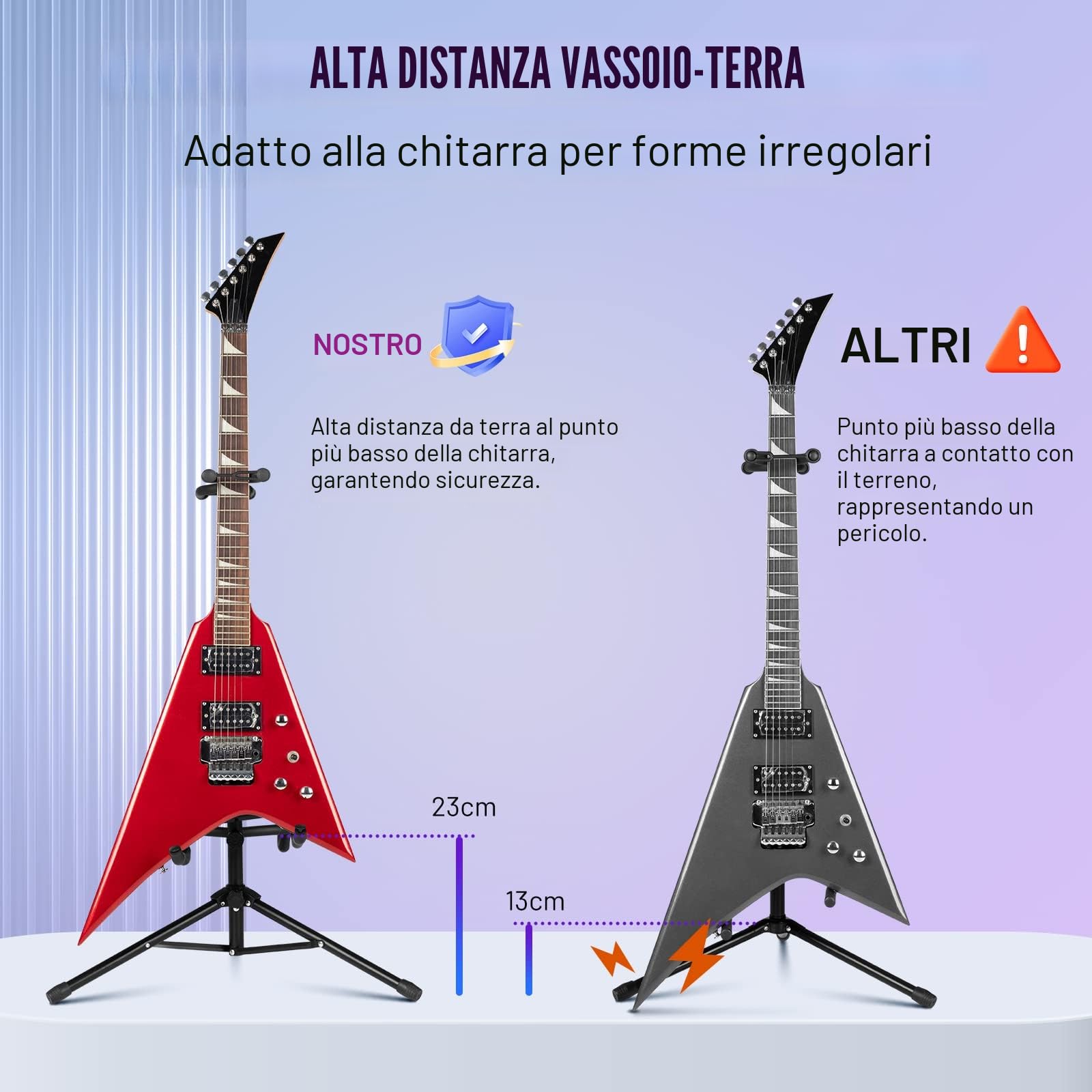 CAHAYA Supporto per Chitarra da Terra di 2 Strumenti Stand per Chitarra Universale per Chitarra Classica Acustica Elettrica Ukulele Appoggio Chitarra Pieghevole CY0321